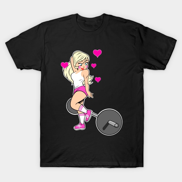 Barbell Love Girl T-Shirt by TimAddisonArt